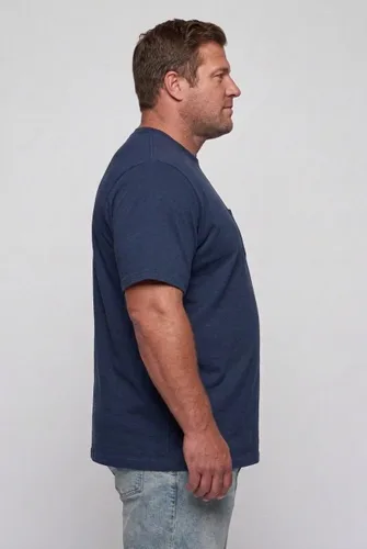 Vista 2 de KingSize Big & Tall Shrink-Less - Camiseta ligera, con cuello redondo, con bolsillo para hombre marino