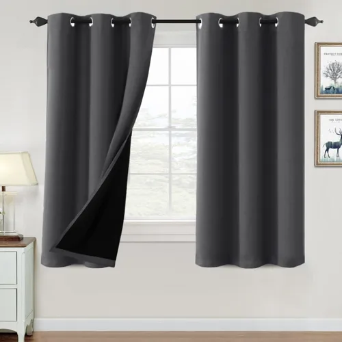 Vista 46 de H.VERSAILTEX Cortinas 100% de opacidad para dormitorio, con aislamiento térmico, cortinas opacas de 63 pulgadas de largo, cortinas de bloqueo