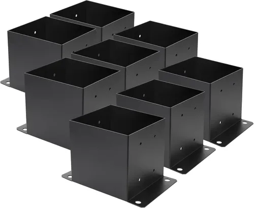 Vista 9 de Base de poste de 6 x 6 piezas, tamaño interior de 5.6 x 5.6 pulgadas, base de poste de cubierta de metal resistente con recubrimiento de polvo