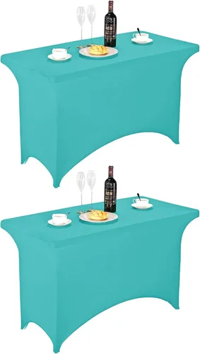 Vista 9 de FORLIFE - Funda de mesa de elastano, mantel ajustado de 4 pies para mesas rectangulares, funda elástica para patio, universal para bodas, banquetes