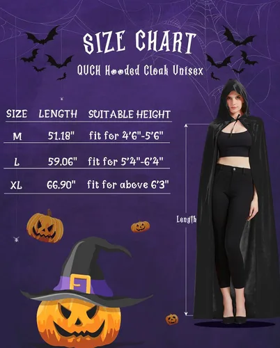 Vista 7 de QUCH Capa con capucha unisex con capucha para hombres y mujeres, capa de bruja de vampiro, disfraz de Halloween y Navidad