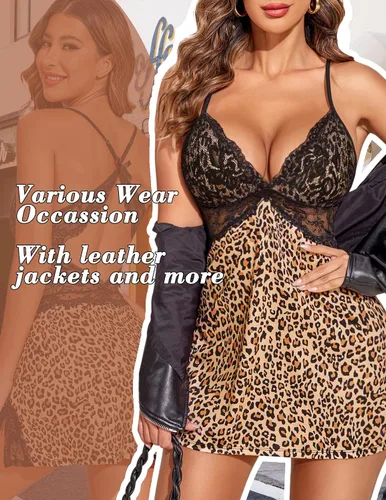 Vista 2 de Avidlove Camisón para dormir tipo babydoll de lencería con encaje para mujer