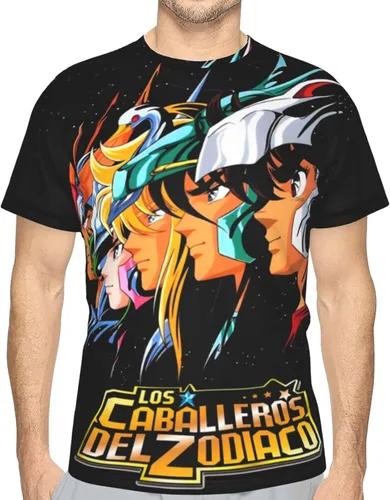 Vista 4 de Saint Anime Seiya - Camiseta de manga corta para hombre, suave, casual, unisex, cuello redondo, camiseta de entrenamiento