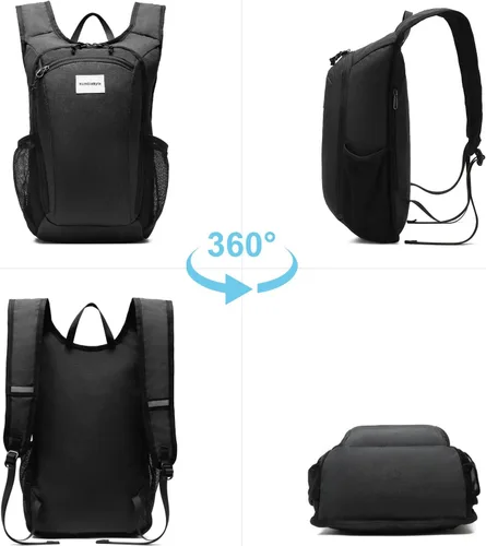 Vista 5 de Mochila ligera plegable de 10L – Mochila de viaje plegable para senderismo, ciclismo y uso diario – Bolsa de viaje resistente al agua con diseño