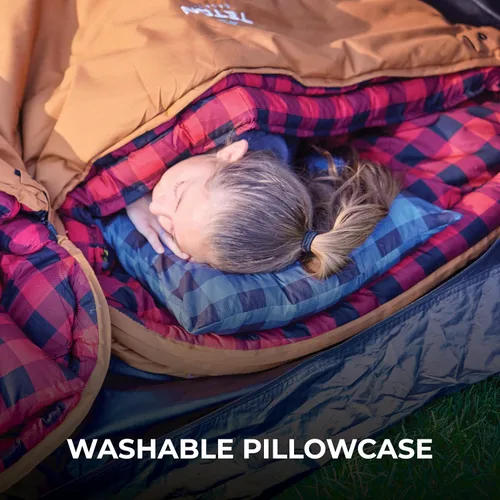 Vista 5 de Almohada de campamento Teton Sports; Ideal para viajes, camping y mochileros; Lavable, cuadros azules