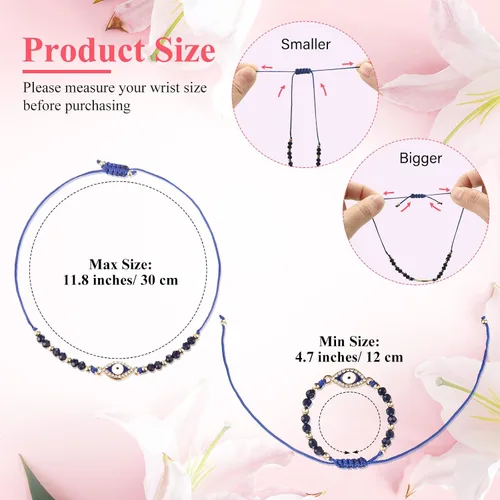 Vista 2 de 24 pulseras mexicanas de mal de ojo pulsera ajustable con nudo de cuerda Mal de Ojo pulseras hechas a mano con cuentas de amuleto de la suerte