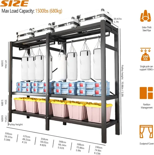 Vista 3 de Armario portátil resistente con puertas magnéticas, perchero de metal resistente de 1500 libras, perchero plegable para ropa, para dormitorio, sala