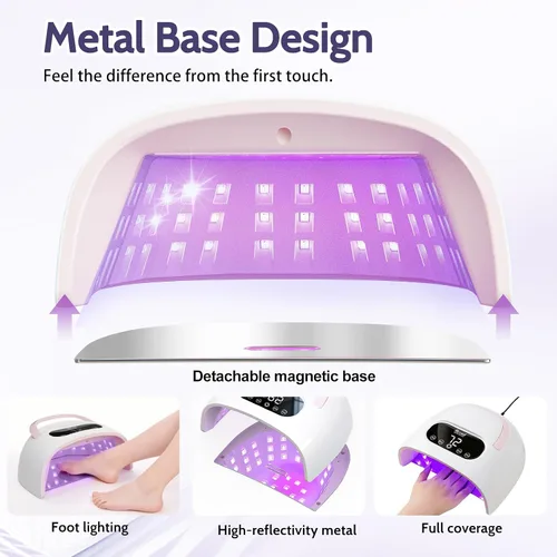 Vista 5 de Lámpara de uñas LED UV, lámpara profesional de uñas de gel de alto vatio con sensor inteligente, secado rápido, 4 temporizadores, secadora