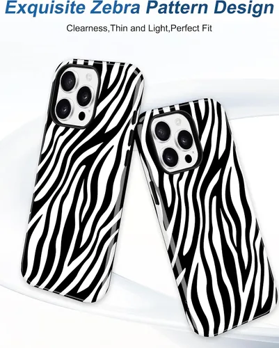Vista 3 de Jusy Funda magnética Zebra para iPhone XR, color negro