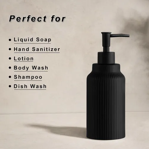 Vista 5 de Dispensador de jabón de cerámica moderno para baño, dispensador de loción de manos de cerámica suave al tacto de 14 onzas con bomba, dispensador