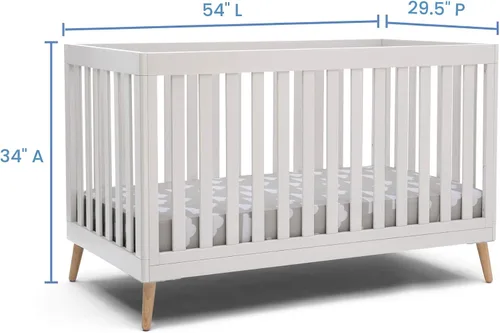 Vista 5 de Delta Children Essex - Cuna convertible 4 en 1, color blanco Bianca con patas de color natural Bianca Blanco
