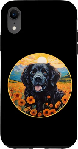 Vista 8 de Funda para iPhone 15 Linda Terranova Perro Colorido Flor Montaña Puesta de Sol Newfie