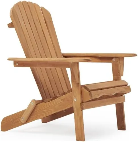 Vista 6 de Set of 2 Folding Wooden Adirondack Chairs – Solid Cedar Wood Outdoor Lounge Chairs with Embossed Grain, Foldable Garden Patio Seating with Wide