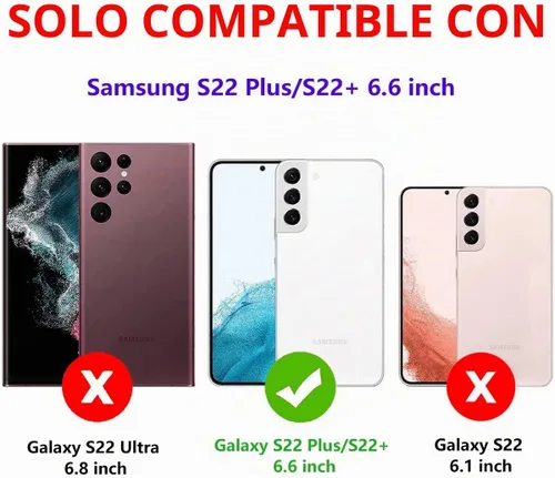 Vista 2 de Funda para Samsung Galaxy S22 Plus con función atril de 3 capas de grado militar, funda protectora de silicona resistente a prueba de golpes