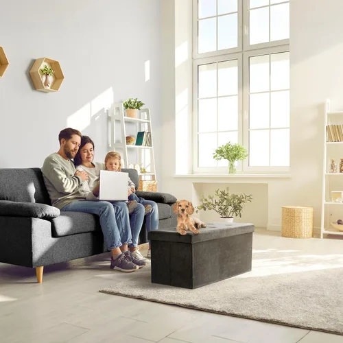 Vista 5 de Sorbus – Banco otomano plegable, De Almacenamiento Con Tapa – perfecto para juguetes y zapatos, Otomano, asiento, reposapiés, color contemporáneo