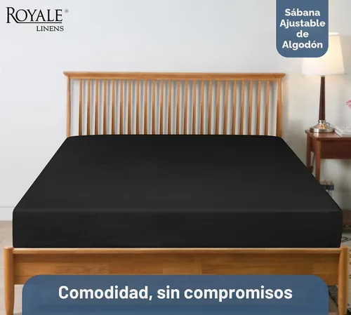Vista 7 de Royale Linens Sábana bajera ajustable de 100% algodón orgánico - Tejido de percal - Sábanas bajeras de bolsillo profundo súper suaves - Sábana