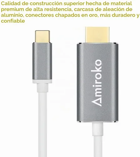 Vista 3 de Cable USB C a HDMI de 6 pies, USB 3.1 tipo C