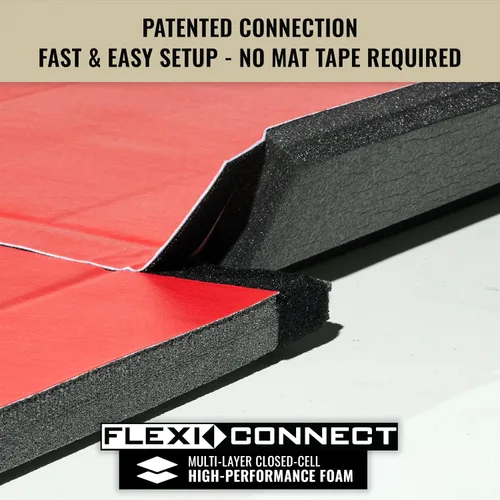 Vista 3 de Dollamur 10'x10'x1.25" Jiu-Jitsu Mat, Tatami, FLEXI-Connect Rojo