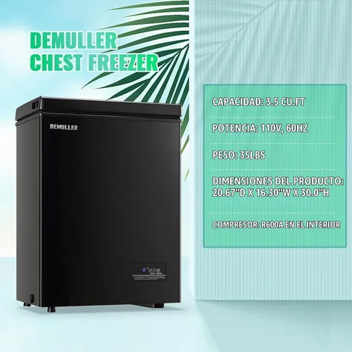 Vista 9 de DEMULLER Congelador de pecho pequeño y profundo con cesta extraíble, congelador compacto con panel de control digital, rango de temperatura de -12℉