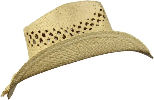 Vista 3 de Sombrero de vaquero bohemio con concha de corazón, paja natural Toyo, ala moldeable