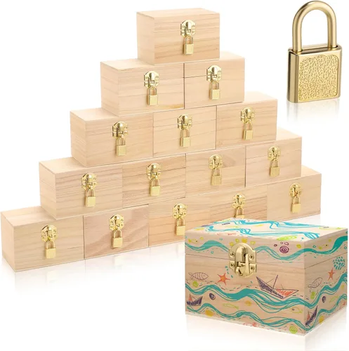 Vista 10 de CroBlissful Juego de 12 cajas de madera sin terminar de 4.7 x 3.2 x 3.2