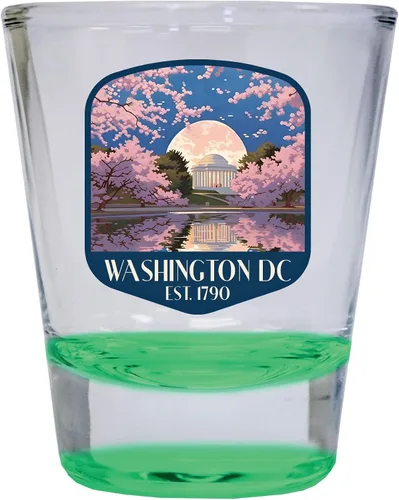 Vista 4 de Washington, D.C. Souvenir - Vaso de chupito redondo de 1.5 onzas, color azul D