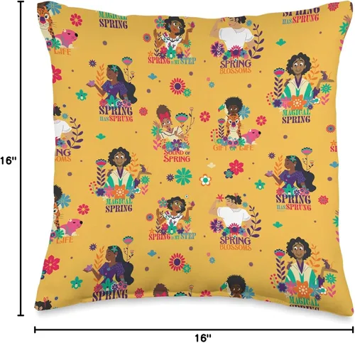 Vista 4 de Disney Encanto Spring Easter Mirabel Bruno Isabela Luisa - Almohada de 16 x 16 pulgadas, multicolor