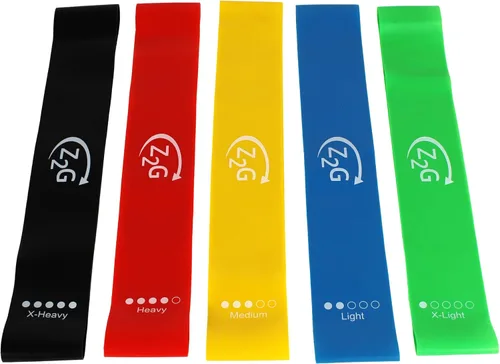 Vista 3 de Z2G Juego de bandas de resistencia – 5 bandas de ejercicio con bolsa de transporte para entrenamiento de fuerza, terapia física, yoga, pilates
