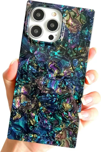 Vista 23 de Funda compatible con iPhone 14 Pro con borde rectangular, bonita funda protectora de lujo con pintura al óleo y flores para mujeres y niñas, funda