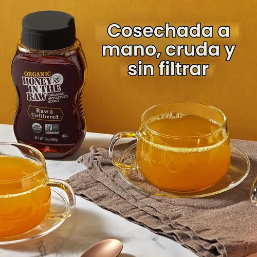 Vista 4 de Honey In The Raw, Miel orgánica cruda y sin filtrar, 16 onzas