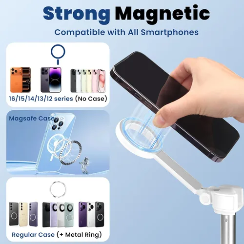Vista 2 de Trípode magnético de 65 pulgadas para iPhone con control remoto, trípode magnético para teléfono celular, trípode para selfie stick con toma