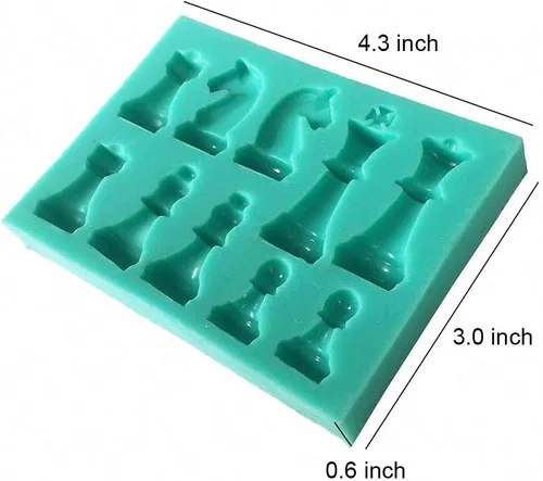 Vista 3 de Molde de silicona para fondant de ajedrez, molde de caramelo de chocolate en forma de ajedrez, resina epoxi, papel de fundición artesanal, molde