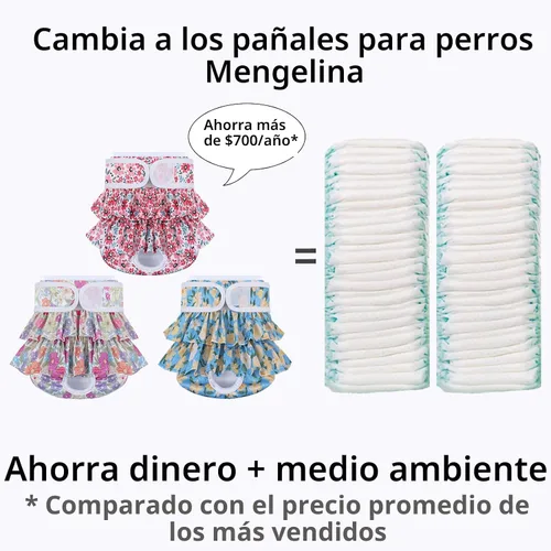 Vista 5 de Pañales reutilizables para perras hembras, paquete de 3, pañales para perras para período, celo e incontinencia, entrenamiento de cachorros