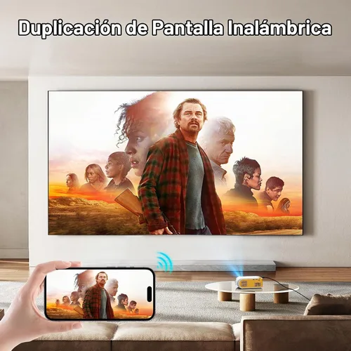 Vista 3 de Mini proyector portátil con Wifi y Bluetooth proyectores de cine al aire libre, mini proyector de cine en casa para interior para dormitorio Amarillo