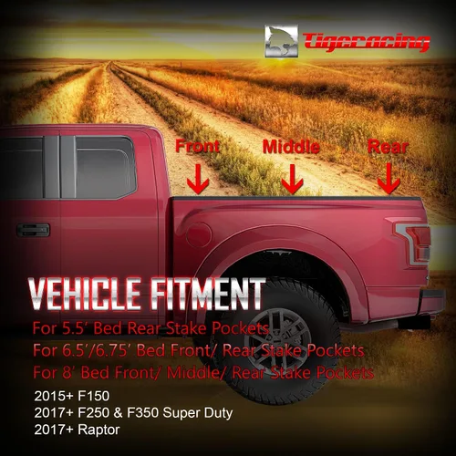 Vista 2 de Anclajes de amarre retráctiles para caja de camioneta, anillo en D lateral compatible con F150 2015-2026 / 2017-2026 F250 F350 Super Duty / Raptor