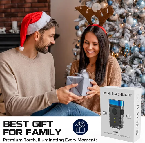 Vista 6 de Linterna recargable EDC con clip, 10 modos de iluminación, 2 ángulos de iluminación, mini linterna de carga USB C magnética para el hogar, regalo