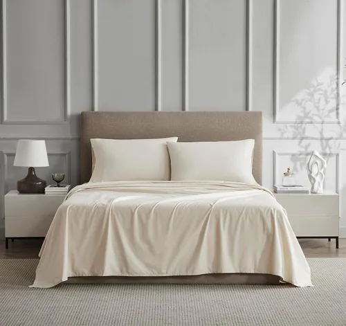 Vista 13 de Linen Closet Sábana bajera ajustable de 100% algodón solamente - Tamaño Full, azul - Tejido de percal nítido, fresco y transpirable, bolsillo