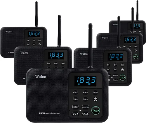 Vista 10 de Wuloo Intercomunicadores inalámbricos para el hogar de 1 milla de alcance 22 canales 100 pantalla de visualización digital, sistema