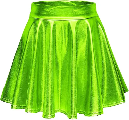 Vista 5 de SFBBCLOZ Conjunto de 2 piezas para mujer, con aspecto mojado, parte superior corta metálica brillante, minifalda para fiesta, club, festival, rave