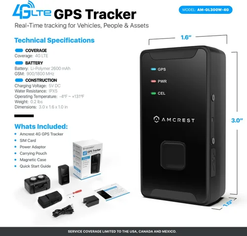 Vista 7 de Amcrest - Rastreador de vehículos con GPS GL300 (4G LTE), portátil, pequeño, seguimiento en tiempo real y oculto para vehículos, autos, niños