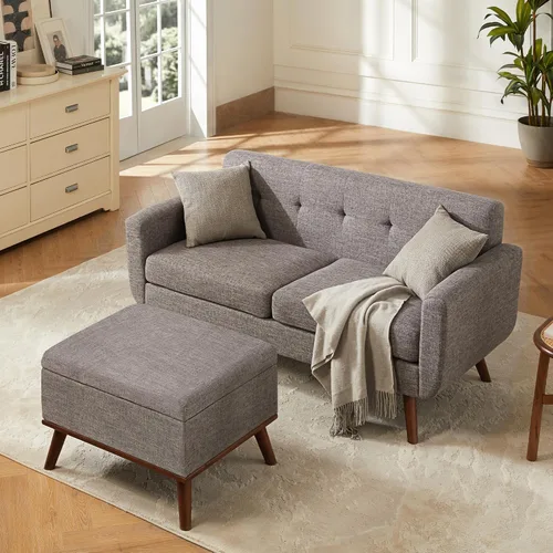 Vista 39 de Tbfit Sofá en Forma de L, Sofás Seccionales Modernos de Mediados de Siglo de 80" de Ancho, Sofás de 3 Plazas con Chaise Lounge Amplio, Sofá Beige