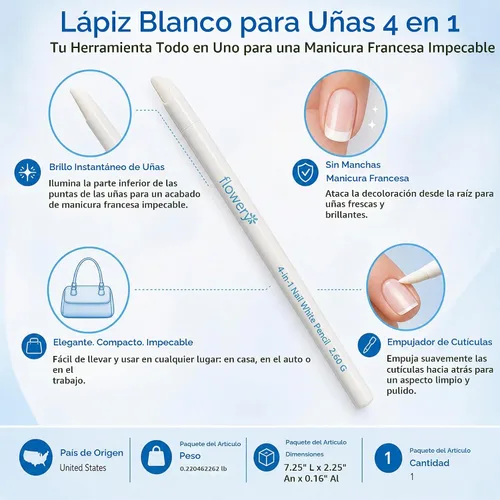 Vista 3 de Lápiz de uñas blanco