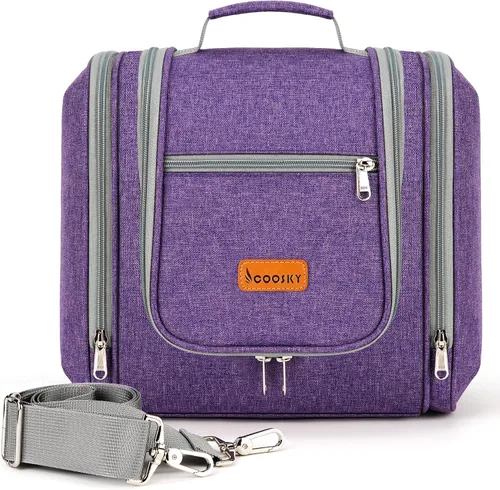 Vista 14 de COOSKY Neceser de viaje colgante extragrande para mujeres y hombres, bolsa de higiene, kit organizador de baño y ducha con soportes de banda