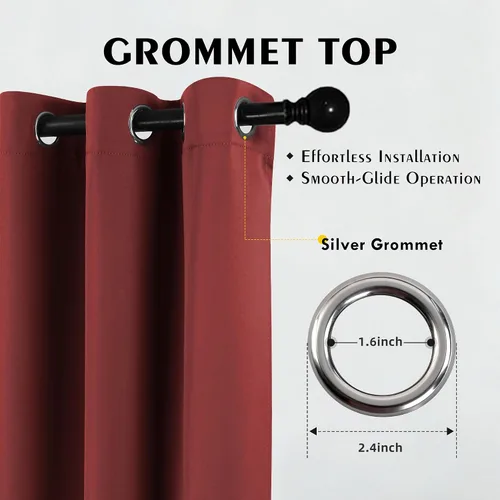 Vista 4 de Cortinas de oscurecimiento de habitación de 45 pulgadas de largo para dormitorio y sala de estar, cortinas térmicas aislantes con ojales