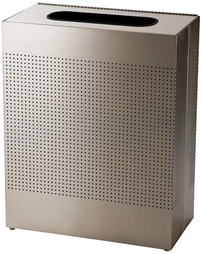Vista 9 de Rubbermaid Commercial Products Silhouette Cubo de basura cuadrado con tapa abierta, 16 galones, plateado metálico, interior para oficinas/vestíbulos