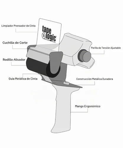 Vista 3 de BOX USA Dispensador de cinta de sellado de cartón resistente, 4 pies, azul/blanco (1 unidad)