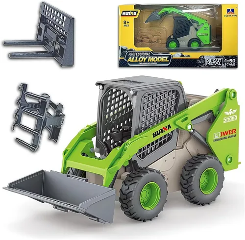 Vista 15 de Retroexcavadora, excavadora, camión, juguetes para niños, 1/50, construcción de vehículos de ingeniería de metal, tractor, colección de modelos