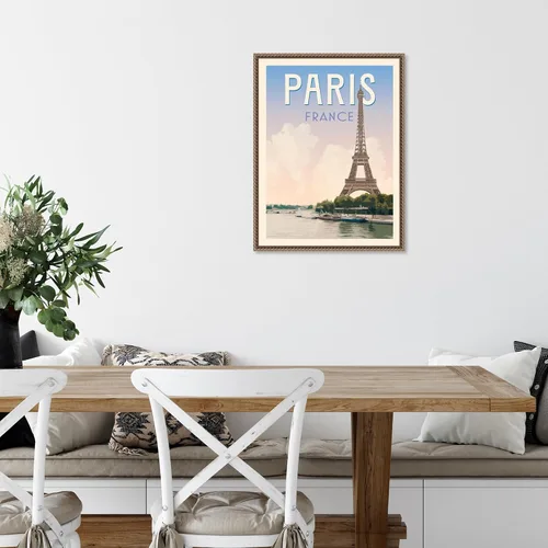 Vista 6 de Amanti Art Framed Canvas Wall Art 24x18 Retro Style Travel Poster III by Victoria Barnes, Framed Wall Art Canvas, Cityscapes Artwork, Traditional