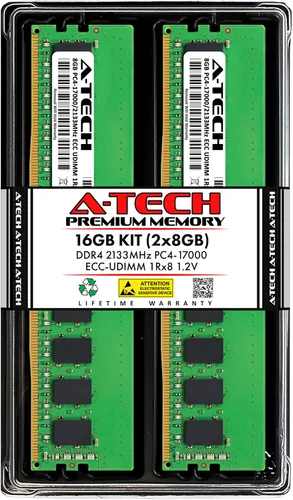 Vista 48 de A-Tech Servidor 4GB DDR4 2133MHz PC4-17000 ECC UDIMM 1Rx8 Rango único 1.2V ECC sin búfer DIMM 288-Pin Server & Workstation RAM módulo