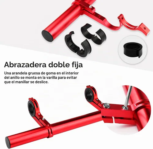 Vista 4 de Manillar de bicicleta, extensor de manillar de bicicleta de 11.8 pulgadas, soporte multifuncional de aleación de aluminio, extensión de soporte